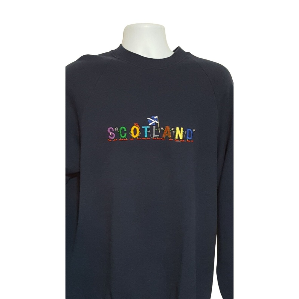 Scotland Sweatshirt Mens XL Vintage Blue Long Sleeve Embroidered Screen Stars